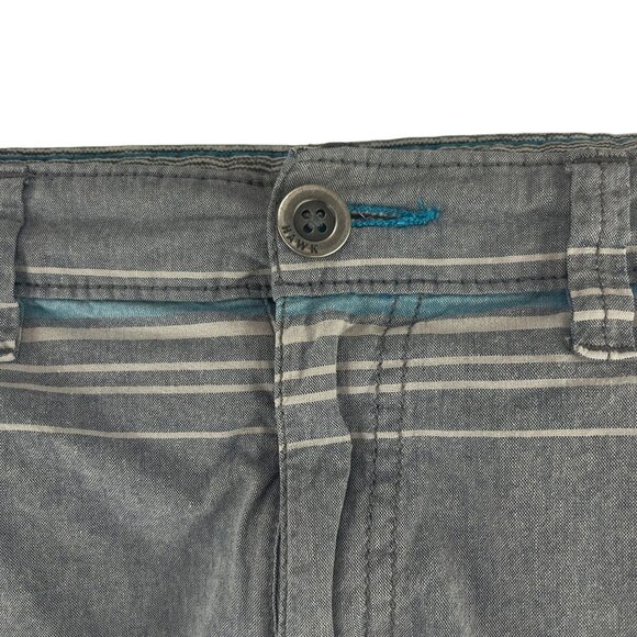 Tony Hawk Mens Striped Casual Shorts Size 30 Gray Blue Cotton Streetwear Summer - Picture 7 of 8